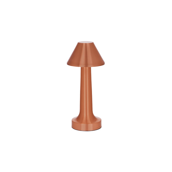 1000101 Tablekraft Ambience Helena Cordless LED Table Lamp Bushed Copper 97x220mm Globe Importers Adelaide Hospitality Supplies