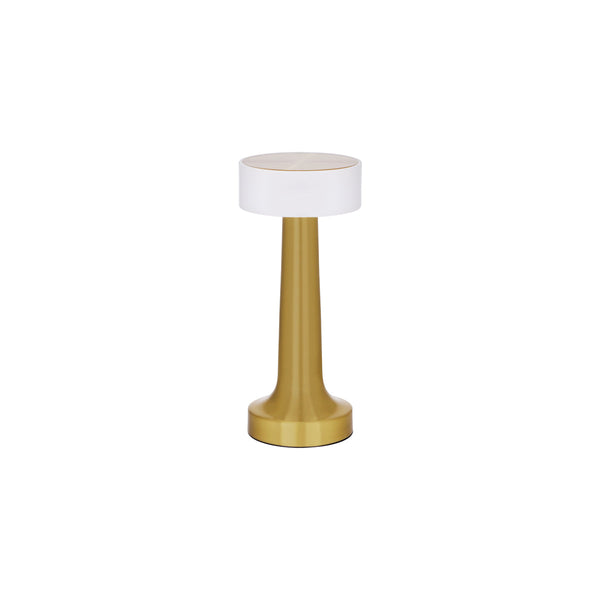 1000130 Tablekraft Ambience Aura Cordless LED Table Lamp Brushed Brass 90x205mm Globe Importers Adelaide Hospitality Supplies