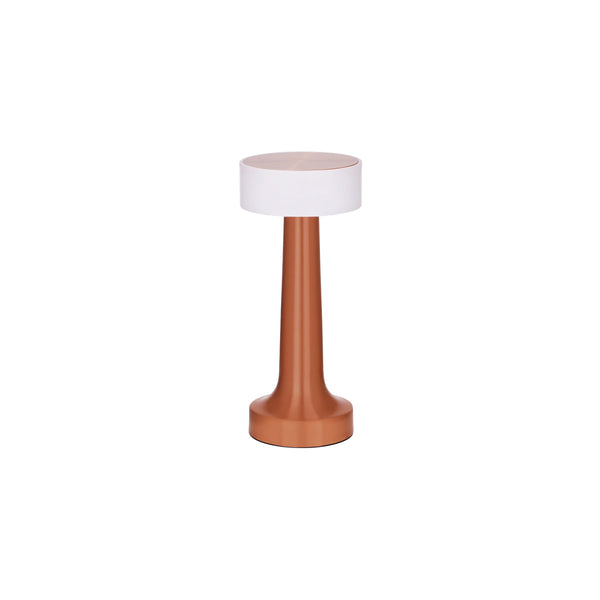 1000131 Tablekraft Ambience Aura Cordless LED Table Lamp Brushed Copper 90x205mm Globe Importers Adelaide Hospitality Supplies