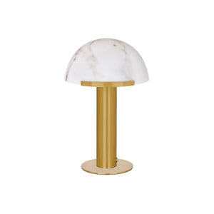 1000210 Tablekraft Phoebe Cordless LED Table Lamp Brass with Alabaster Shade 300x420mm Globe Importers Adelaide Hospitality Supplies