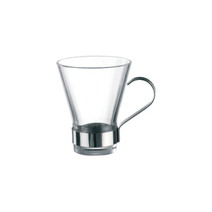 310-260 Bormioli Rocco Ypsilon Tea Glass with Stainless Steel Handle Globe Importers Adelaide Hospitality Supplies