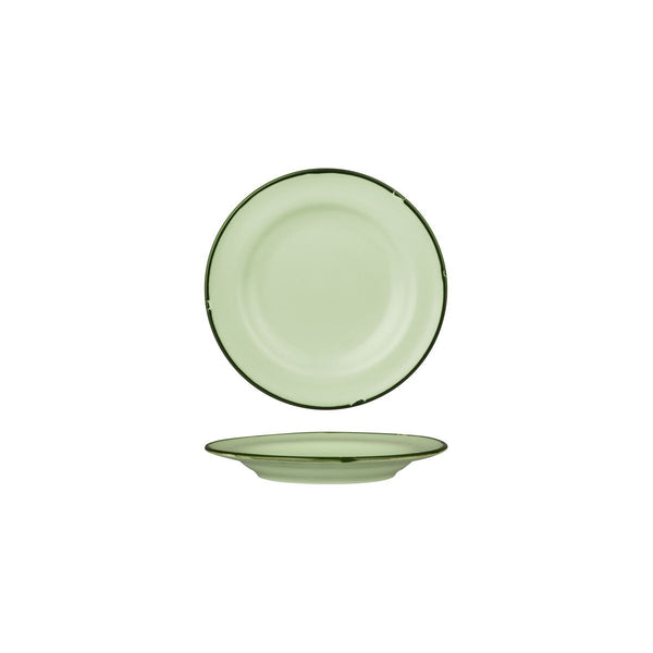 94106-GG Luzerne Tintin Green Green Round Plate Wide Rim Globe Importers Adelaide Hospitality Supplies