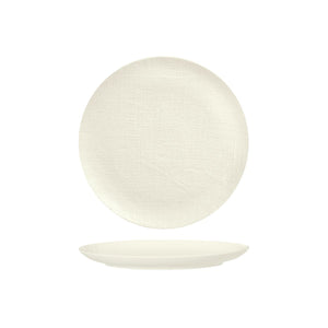 94508-W Luzerne Linen White Round Flat Coupe Plate Globe Importers Adelaide Hospitality Supplies