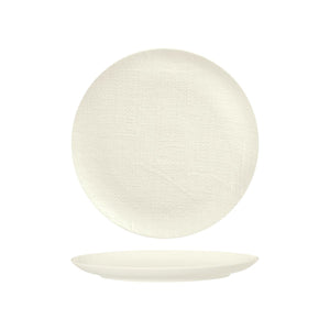 94510-W Luzerne Linen White Round Flat Coupe Plate Globe Importers Adelaide Hospitality Supplies