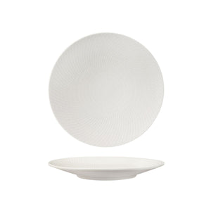 94909-W Luzerne Zen White Swirl Round Coupe Plate Globe Importers Adelaide Hospitality Supplies