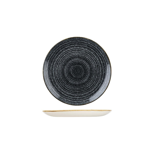 9976116-C Studio Prints Homespun Charcoal Black Round Coupe Plate Globe Importers Adelaide Hospitality Supplies