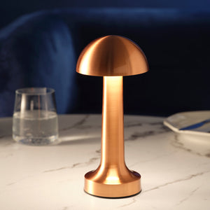 1000121 Tablekraft Ambience Thea Cordless LED Table Lamp Brushed Copper 90x210mm Globe Importers Adelaide Hospitality Supplies