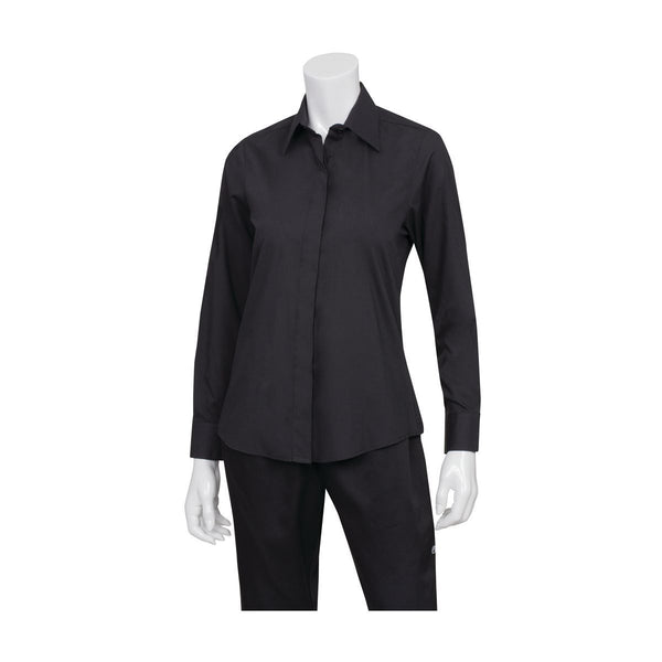 W150-BLK-2XL Basic Dress Shirt Women Black Globe Importers Adelaide Hospitality Supplies