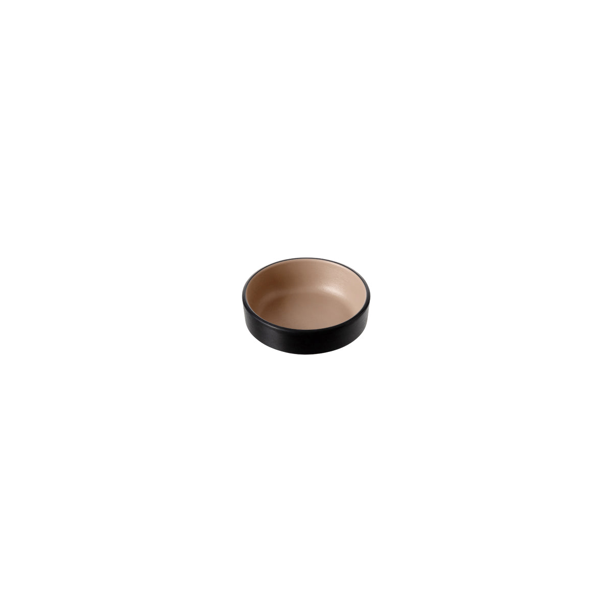 72.828121.BE COU COU Melamine Dual Colour Beige & Black Stackable Sauce Dish 76mm Globe Importers Adelaide Hospitality Supplies