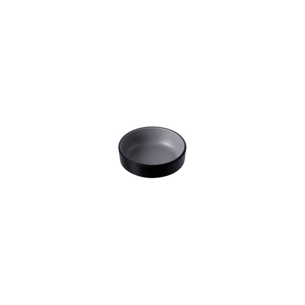 72.828122.G COU COU Melamine Dual Colour Grey & Black Stackable Sauce Dish 100mm Globe Importers Adelaide Hospitality Supplies