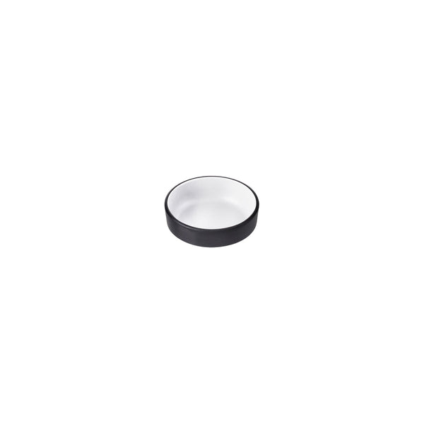 72.828122.W COU COU Melamine Dual Colour White & Black Stackable Sauce Dish 100mm Globe Importers Adelaide Hospitality Supplies