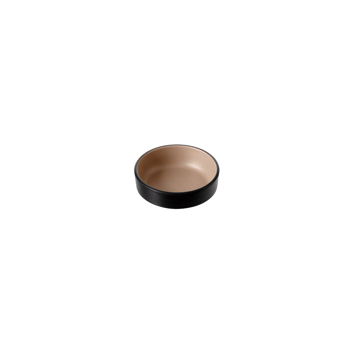 72.828123.BE COU COU Melamine Dual Colour Beige & Black Stackable Sauce Dish 127mm Globe Importers Adelaide Hospitality Supplies
