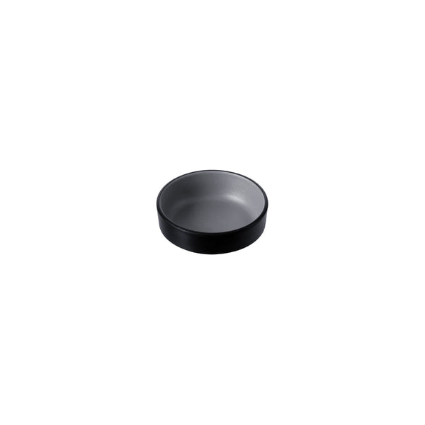 72.828124.G COU COU Melamine Dual Colour Grey & Black Stackable Sauce Dish 155mm Globe Importers Adelaide Hospitality Supplies