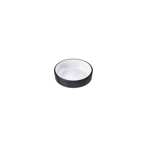 72.828124.W COU COU Melamine Dual Colour White & Black Stackable Sauce Dish 155mm Globe Importers Adelaide Hospitality Supplies