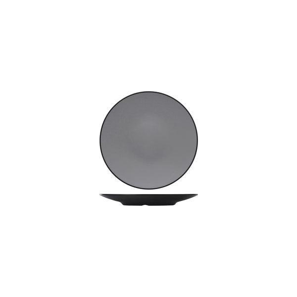 72.828201.G COU COU Melamine Dual Colour Grey & Black Round Coupe Plate 167mm Globe Importers Adelaide Hospitality Supplies
