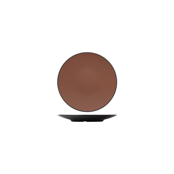 72.828202.BN COU COU Melamine Dual Colour Brown & Black Round Coupe Plate 180mm Globe Importers Adelaide Hospitality Supplies