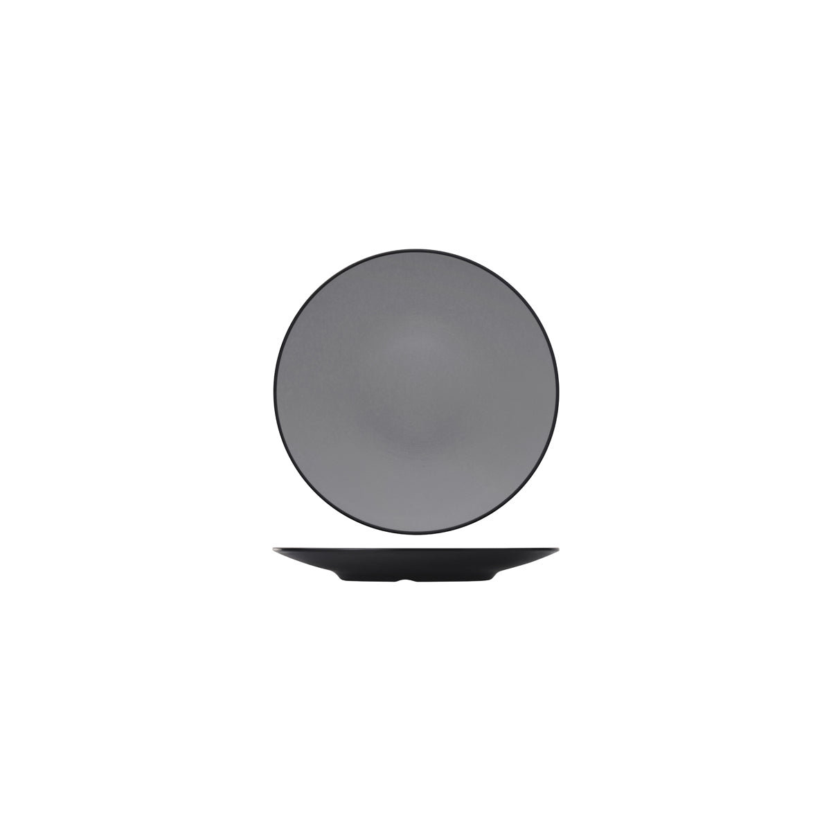 72.828202.G COU COU Melamine Dual Colour Grey & Black Round Coupe Plate 180mm Globe Importers Adelaide Hospitality Supplies