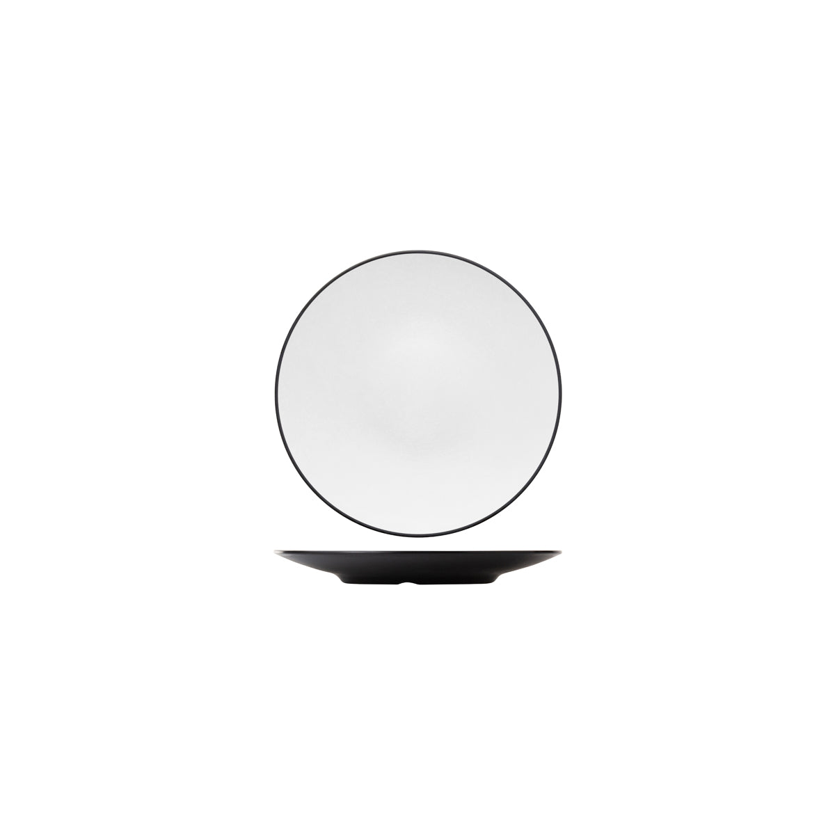 72.828202.W COU COU Melamine Dual Colour White & Black Round Coupe Plate 180mm Globe Importers Adelaide Hospitality Supplies