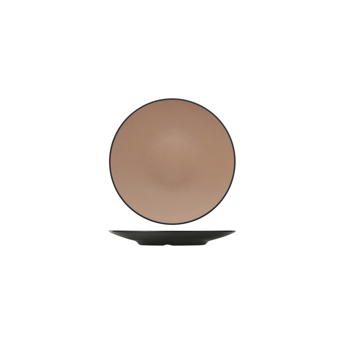 72.828203.BE COU COU Melamine Dual Colour Beige & Black Round Coupe Plate 205mm Globe Importers Adelaide Hospitality Supplies