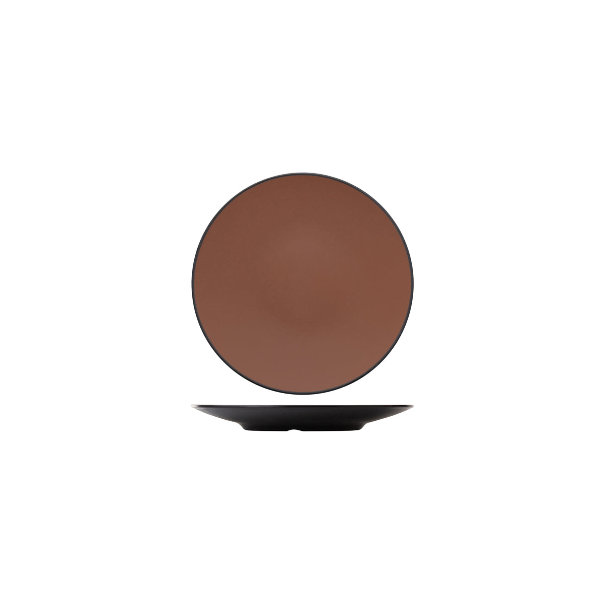 72.828203.BN COU COU Melamine Dual Colour Brown & Black Round Coupe Plate 205mm Globe Importers Adelaide Hospitality Supplies