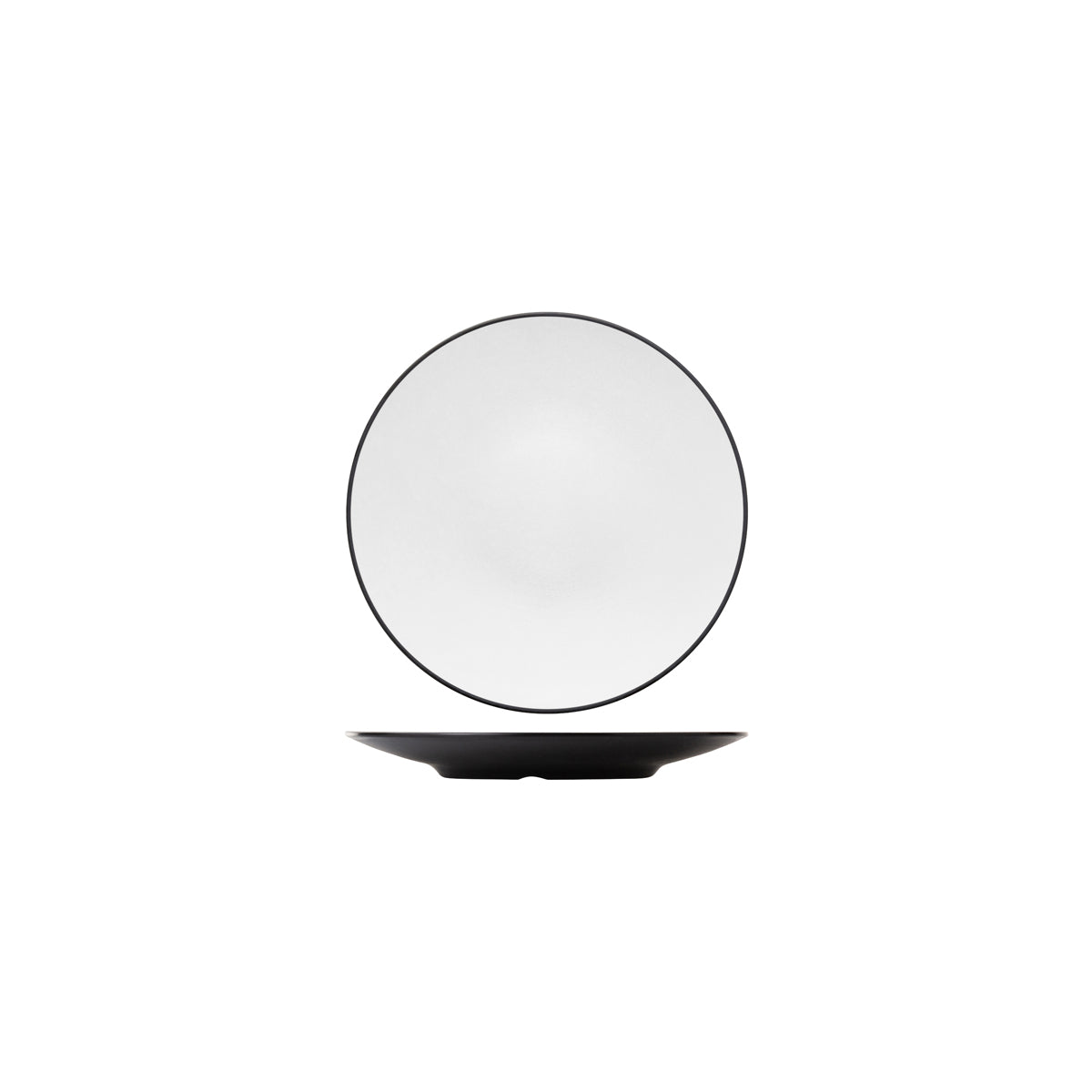 72.828203.W COU COU Melamine Dual Colour White & Black Round Coupe Plate 205mm Globe Importers Adelaide Hospitality Supplies