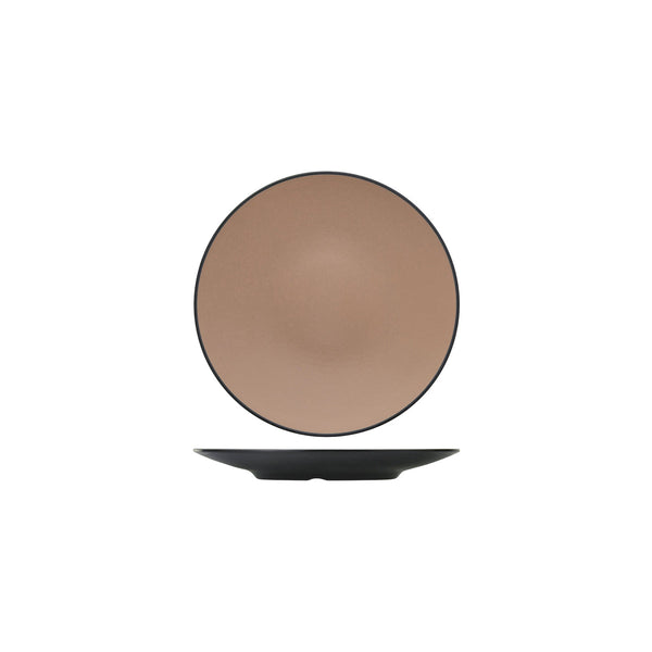 72.828204.BE COU COU Melamine Dual Colour Beige & Black Round Coupe Plate 230mm Globe Importers Adelaide Hospitality Supplies