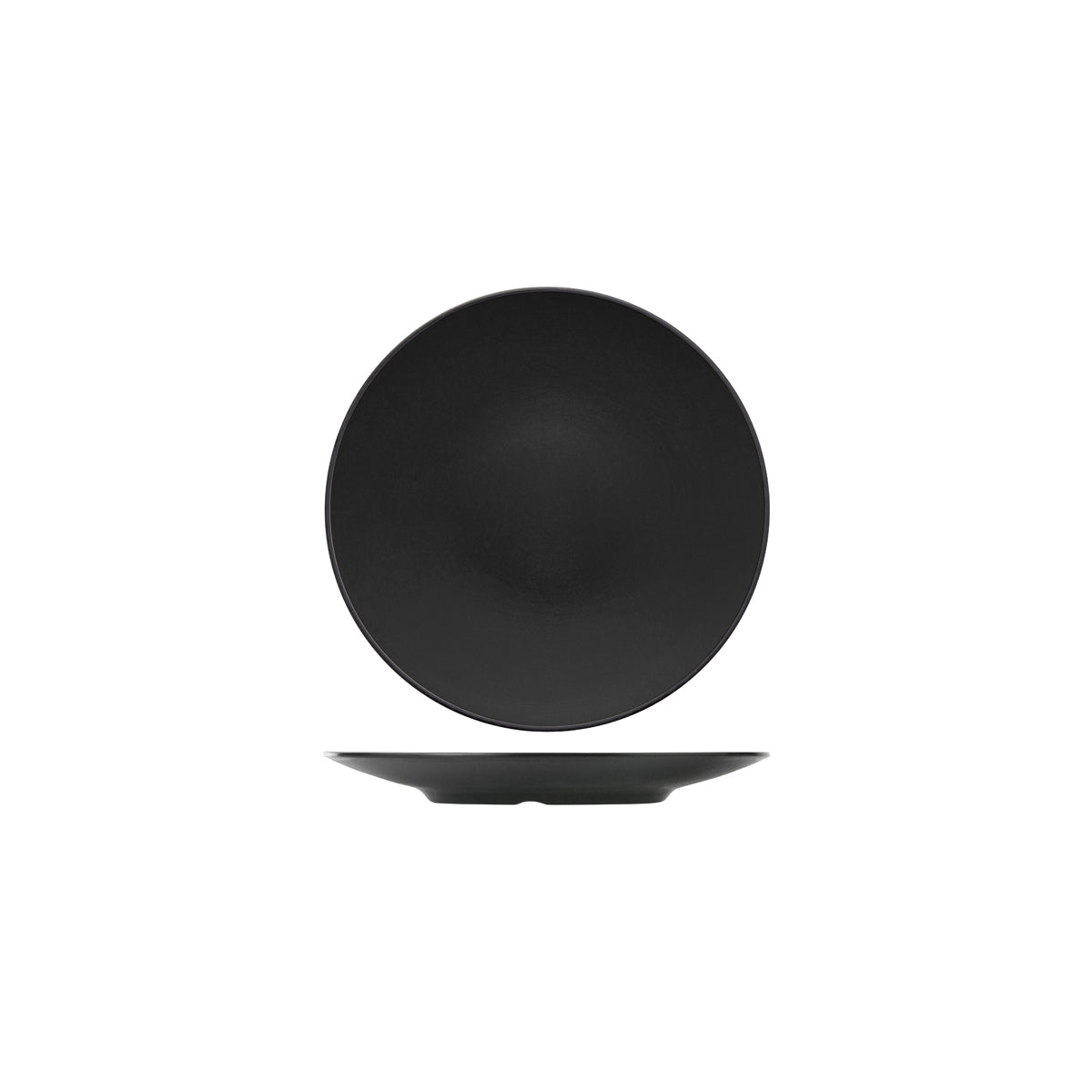 72.828204.BK COU COU Melamine Dual Colour Black & Black Round Coupe Plate 230mm Globe Importers Adelaide Hospitality Supplies