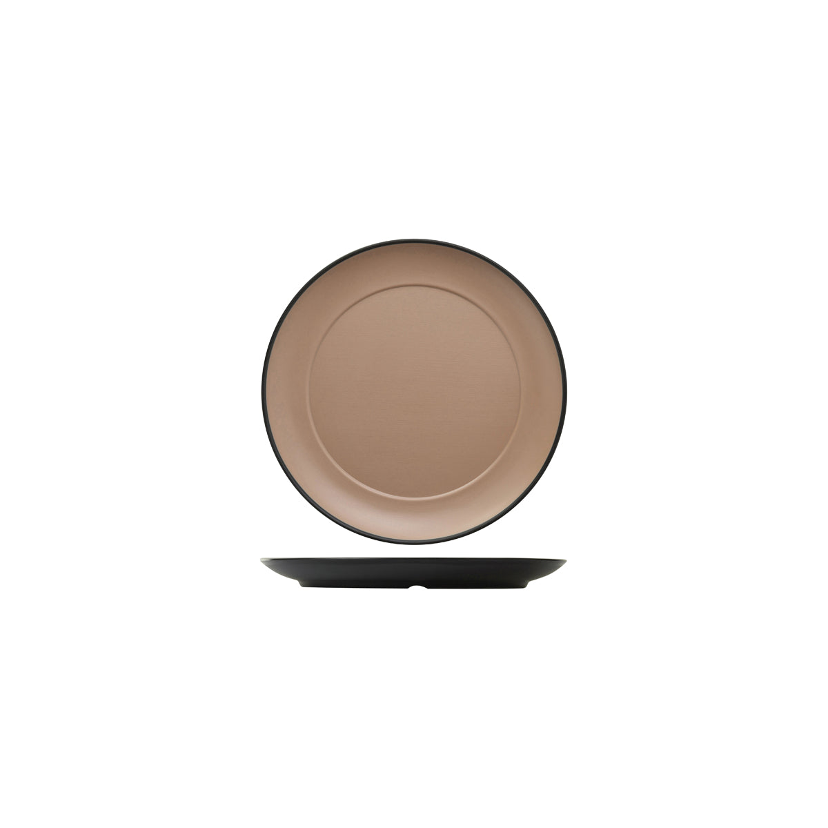 72.828221.BE COU COU Melamine Dual Colour Beige & Black Round Plate Wide Rim 210mm Globe Importers Adelaide Hospitality Supplies