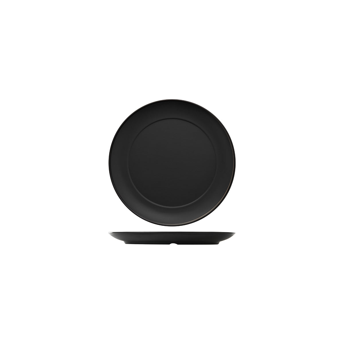 72.828221.BK COU COU Melamine Dual Colour Black & Black Round Plate Wide Rim 210mm Globe Importers Adelaide Hospitality Supplies