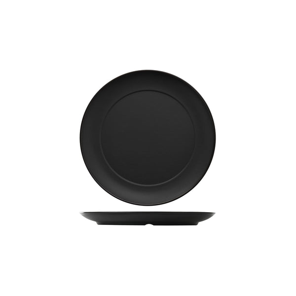 72.828222.BK COU COU Melamine Dual Colour Black & Black Round Plate Wide Rim 260mm Globe Importers Adelaide Hospitality Supplies
