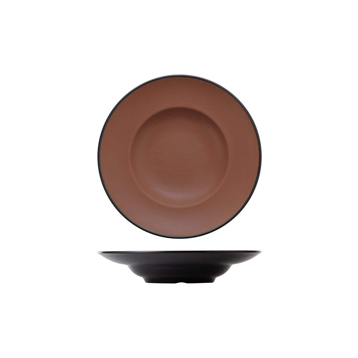 72.828242.BN COU COU Melamine Dual Colour Brown & Black Pasta / Soup Bowl 260mm Globe Importers Adelaide Hospitality Supplies