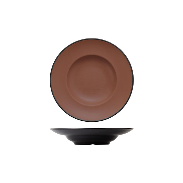 72.828242.BN COU COU Melamine Dual Colour Brown & Black Pasta / Soup Bowl 260mm Globe Importers Adelaide Hospitality Supplies