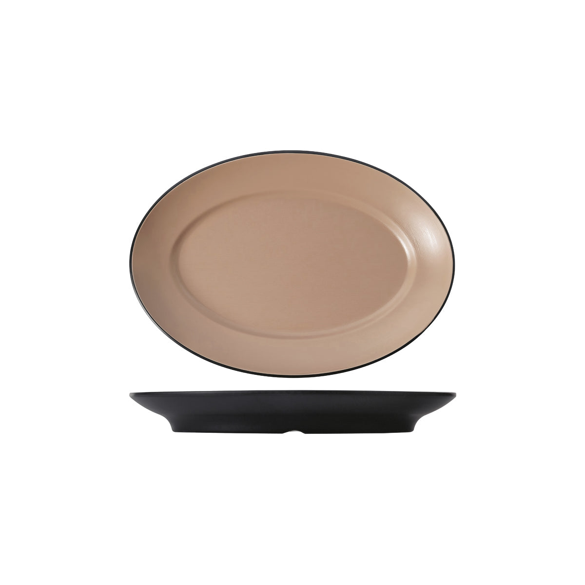 72.828262.BE COU COU Melamine Dual Colour Beige & Black Oval Plate Wide Rim 310x220mm Globe Importers Adelaide Hospitality Supplies