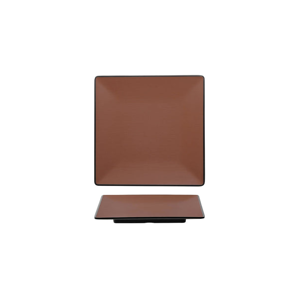 72.828302.BN COU COU Melamine Dual Colour Brown & Black Square Plate 240x240mm Globe Importers Adelaide Hospitality Supplies