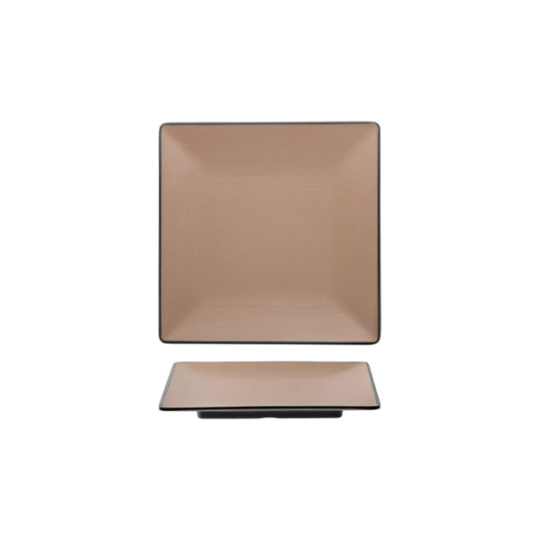 72.828303.BE COU COU Melamine Dual Colour Beige & Black Square Plate 220x220mm Globe Importers Adelaide Hospitality Supplies