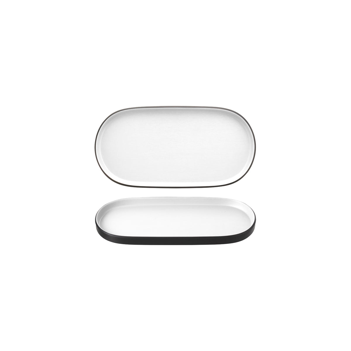 72.828312.W COU COU Melamine Dual Colour White & Black Oblong Platter 260x130mm Globe Importers Adelaide Hospitality Supplies