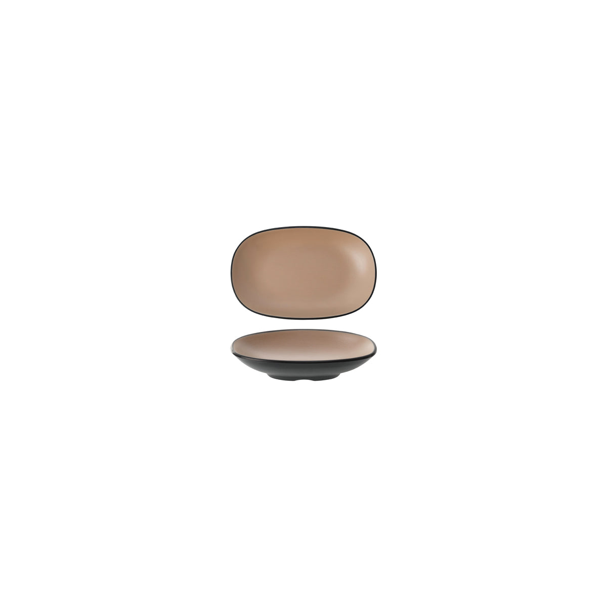 72.828321.BE COU COU Melamine Dual Colour Beige & Black Oblong Plate 130x85mm Globe Importers Adelaide Hospitality Supplies