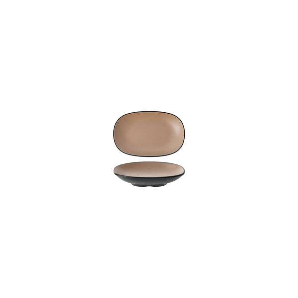 72.828321.BE COU COU Melamine Dual Colour Beige & Black Oblong Plate 130x85mm Globe Importers Adelaide Hospitality Supplies