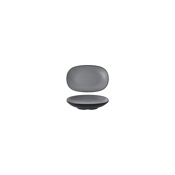 72.828321.G COU COU Melamine Dual Colour Grey & Black Oblong Plate 130x85mm Globe Importers Adelaide Hospitality Supplies