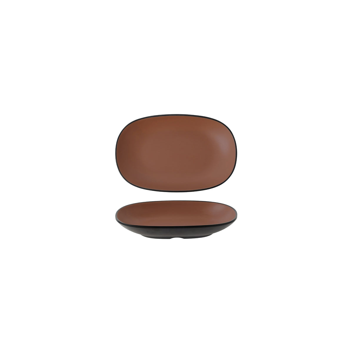 72.828322.BN COU COU Melamine Dual Colour Brown & Black Oblong Plate 180x110mm Globe Importers Adelaide Hospitality Supplies