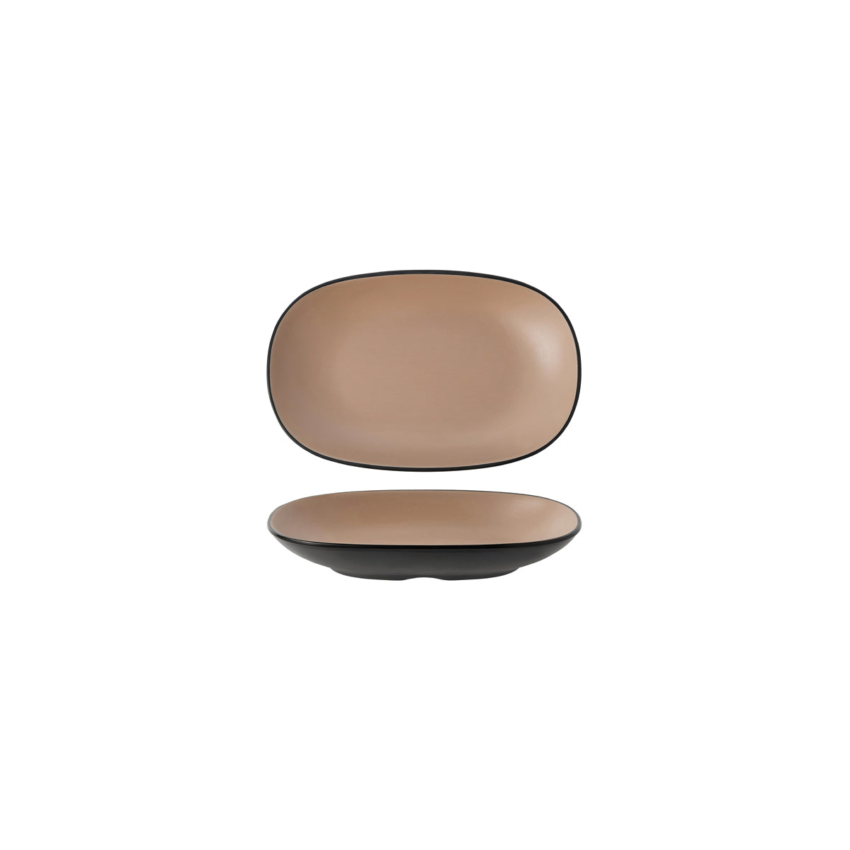 72.828323.BE COU COU Melamine Dual Colour Beige & Black Oblong Plate 195x126mm Globe Importers Adelaide Hospitality Supplies