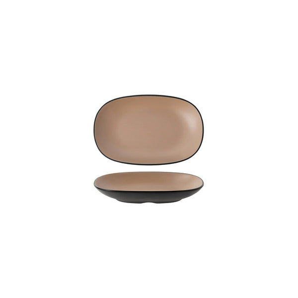 72.828323.BE COU COU Melamine Dual Colour Beige & Black Oblong Plate 195x126mm Globe Importers Adelaide Hospitality Supplies