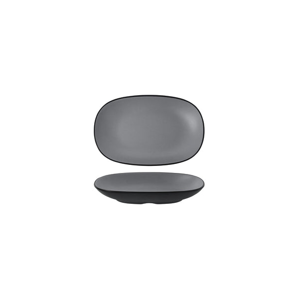 72.828323.G COU COU Melamine Dual Colour Grey & Black Oblong Plate 195x126mm Globe Importers Adelaide Hospitality Supplies