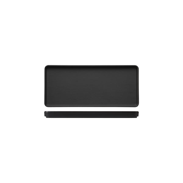 72.828332.BK COU COU Melamine Dual Colour Black & Black Rectangular Platter 290x130mm Globe Importers Adelaide Hospitality Supplies
