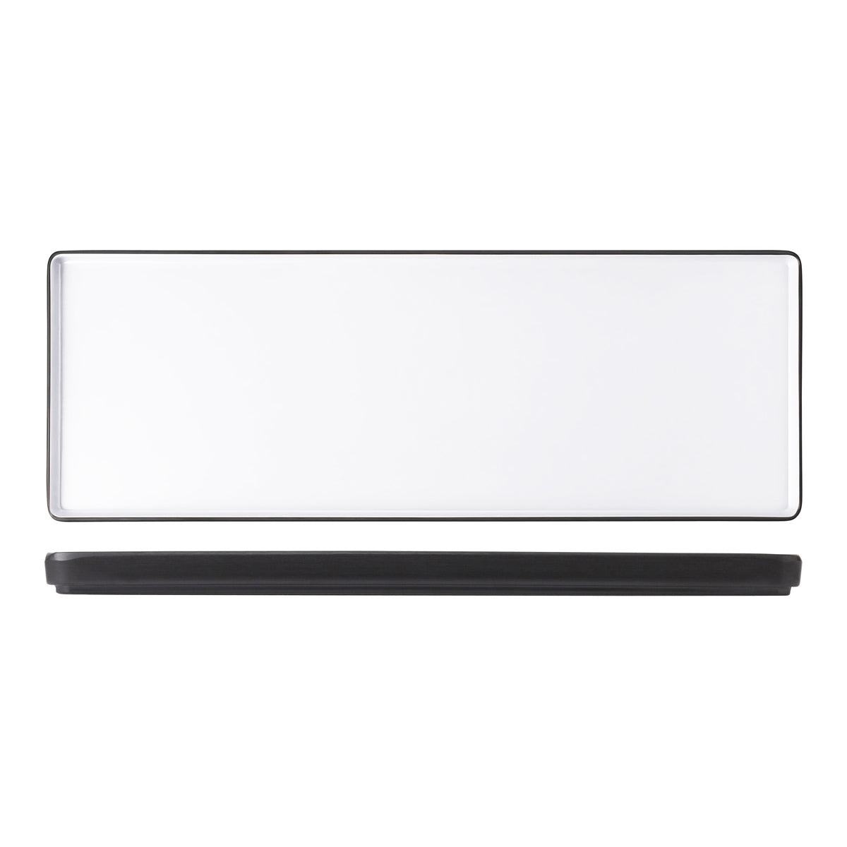 72.828334.W COU COU Melamine Dual Colour White & Black Rectangular Platter 500x180mm Globe Importers Adelaide Hospitality Supplies