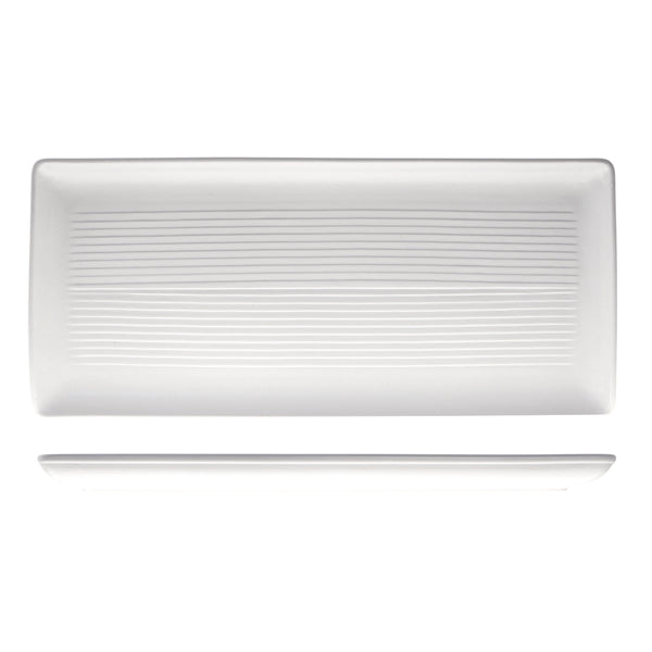 72.9029384 Zuma Pearl Aspen Rectangular Ribbed Platter 395x180mm Globe Importers Adelaide Hospitality Supplies