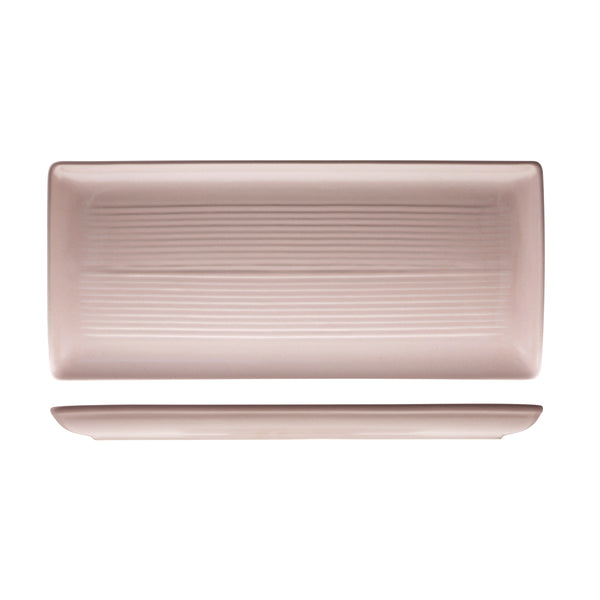 72.9029483 Zuma Pearl Blush Rectangular Ribbed Platter 365x130mm Globe Importers Adelaide Hospitality Supplies