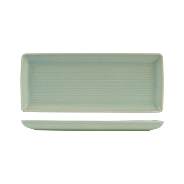 72.9029582 Zuma Pearl Pistachio Rectangular Ribbed Platter 335x140mm Globe Importers Adelaide Hospitality Supplies