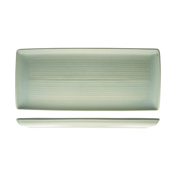 72.9029583 Zuma Pearl Pistachio Rectangular Ribbed Platter 365x130mm Globe Importers Adelaide Hospitality Supplies
