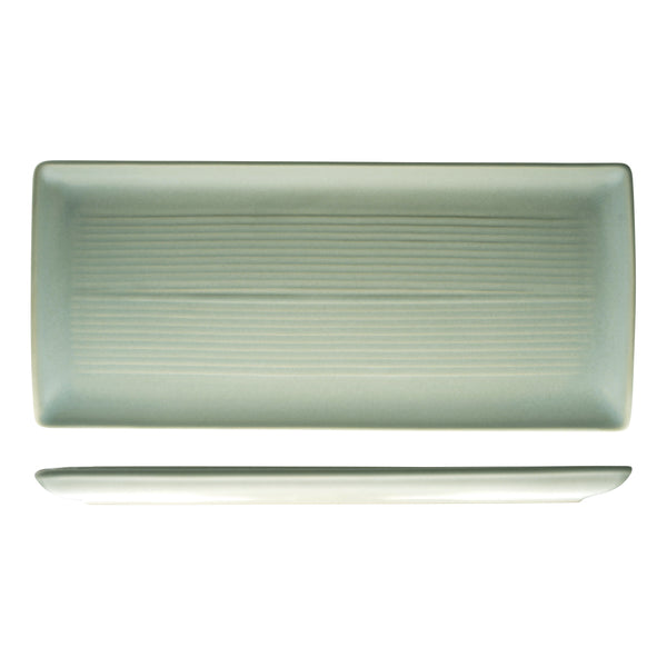 72.9029584 Zuma Pearl Pistachio Rectangular Ribbed Platter 395x180mm Globe Importers Adelaide Hospitality Supplies